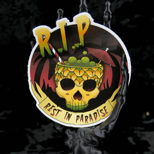 RIP Rest In Paradise Gothic Vinyl Sticker