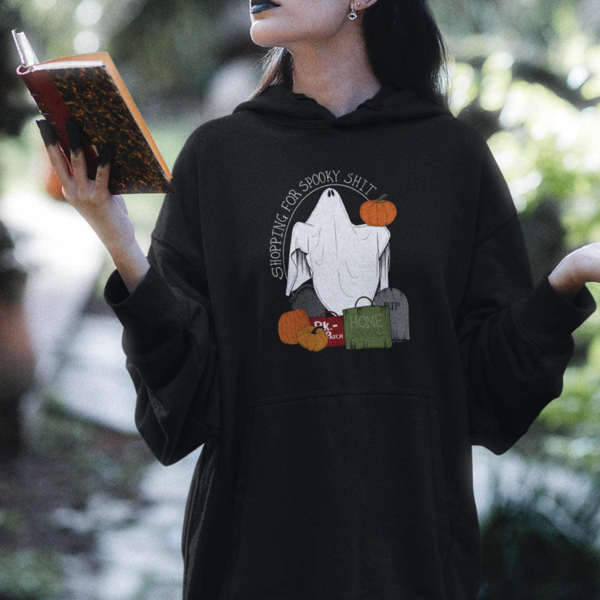 Shopping For Spooky Sh*t College Hoodie - The Gothic Stationery Company - Apparel