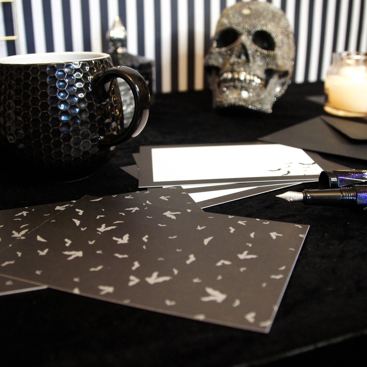 Simple Bat Notecard Writing Set | Grim & Proper - The Gothic Stationery Company - Writing Set