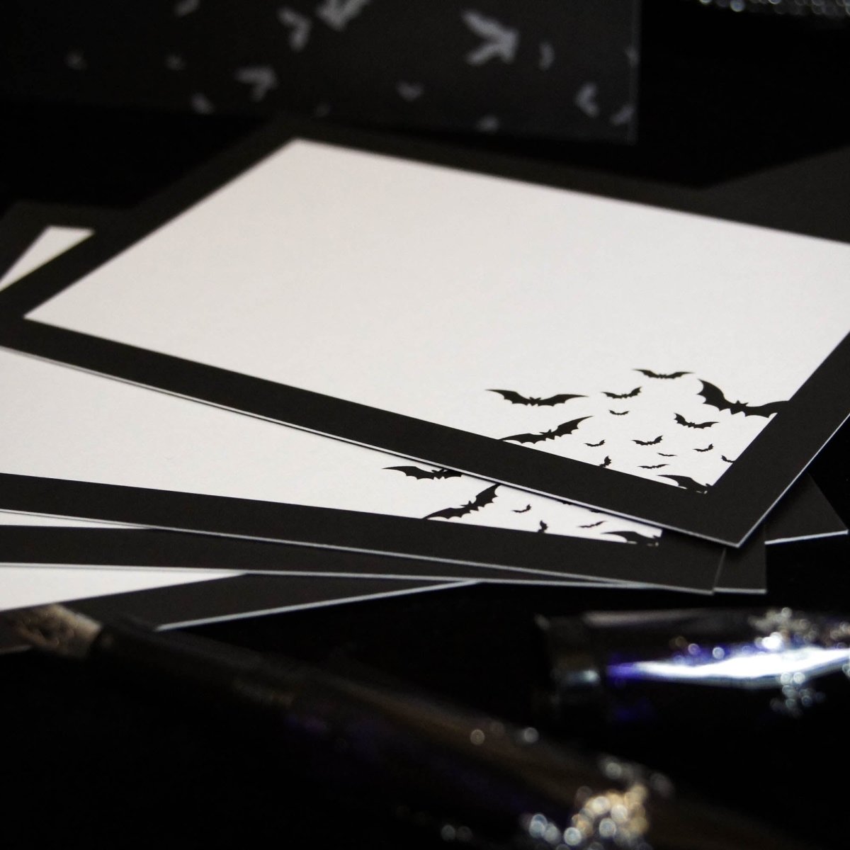 Simple Bat Notecard Writing Set | Grim & Proper - The Gothic Stationery Company - Writing Set