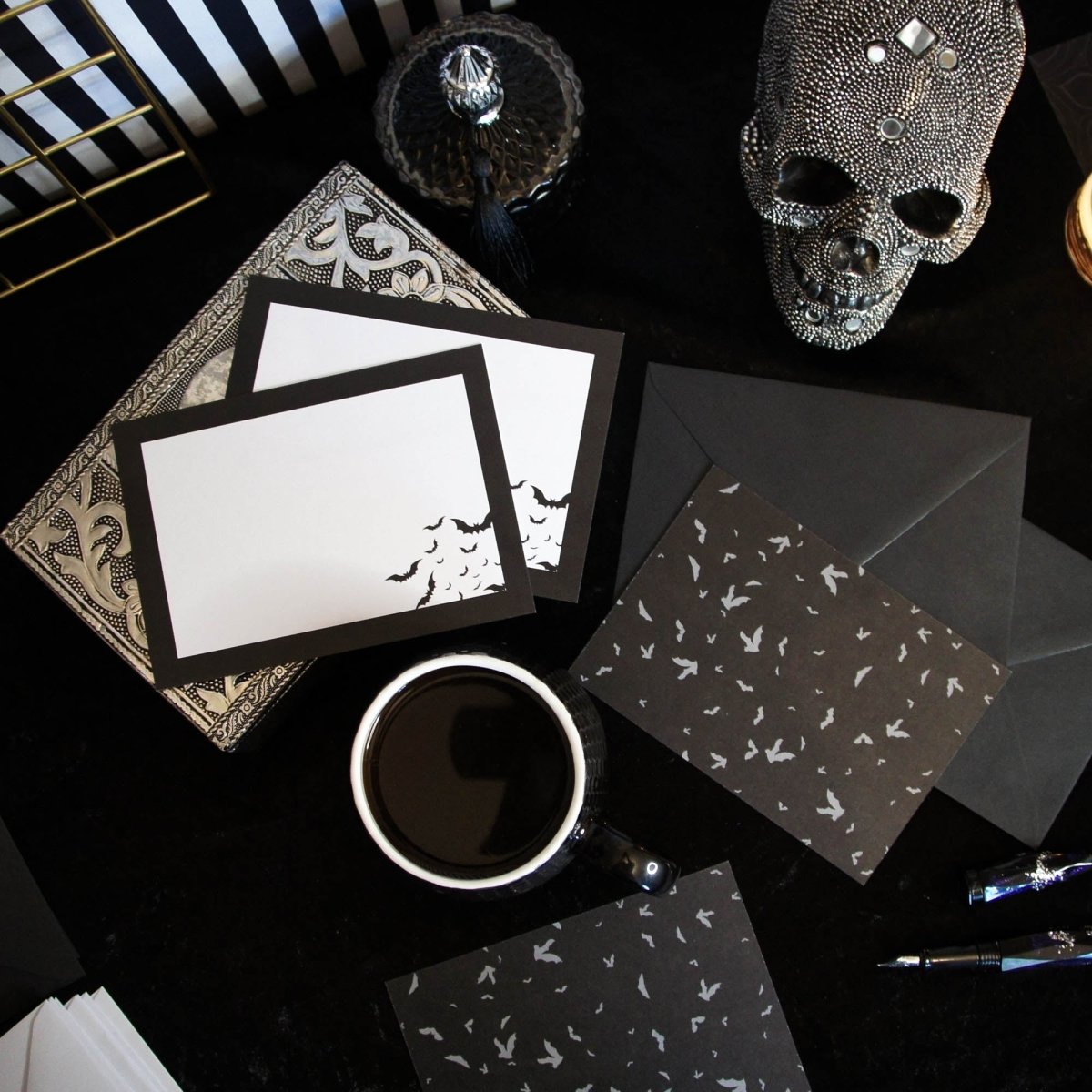 Simple Bat Notecard Writing Set | Grim & Proper - The Gothic Stationery Company - Writing Set