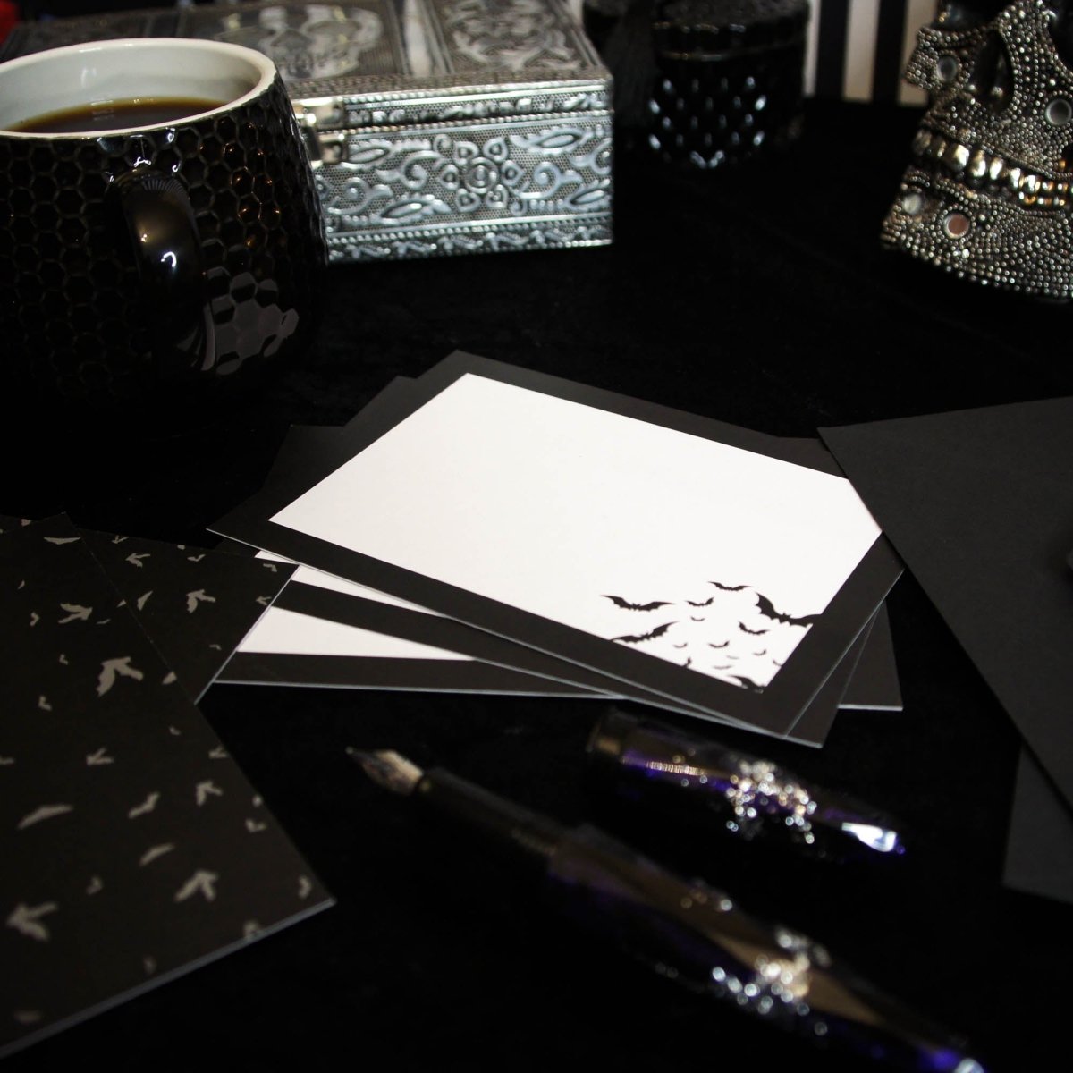 Simple Bat Notecard Writing Set | Grim & Proper - The Gothic Stationery Company - Writing Set