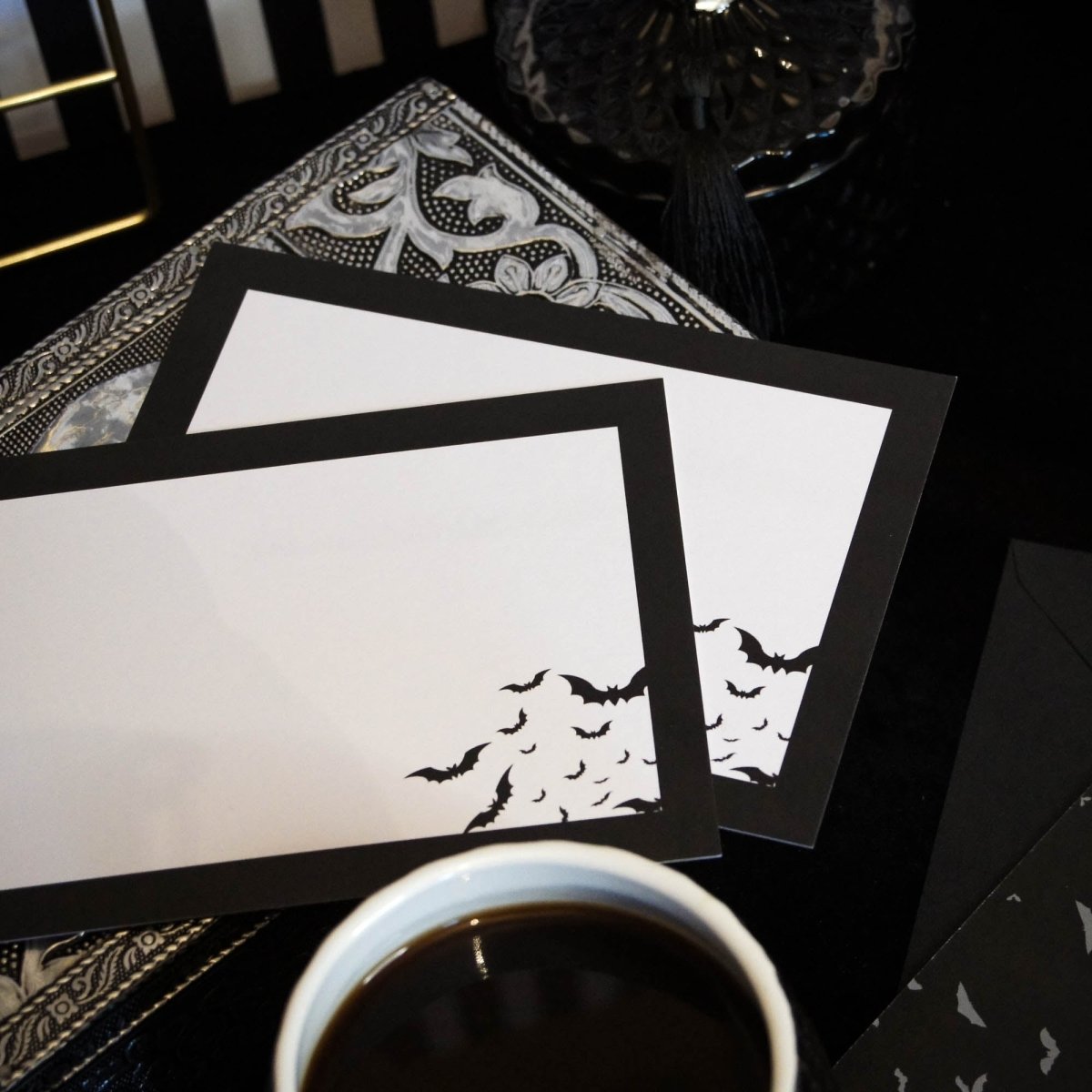 Simple Bat Notecard Writing Set | Grim & Proper - The Gothic Stationery Company - Writing Set