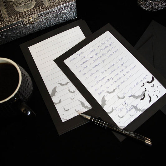 Simple Bat Writing Set | Grim & Proper - The Gothic Stationery Company - Writing Set