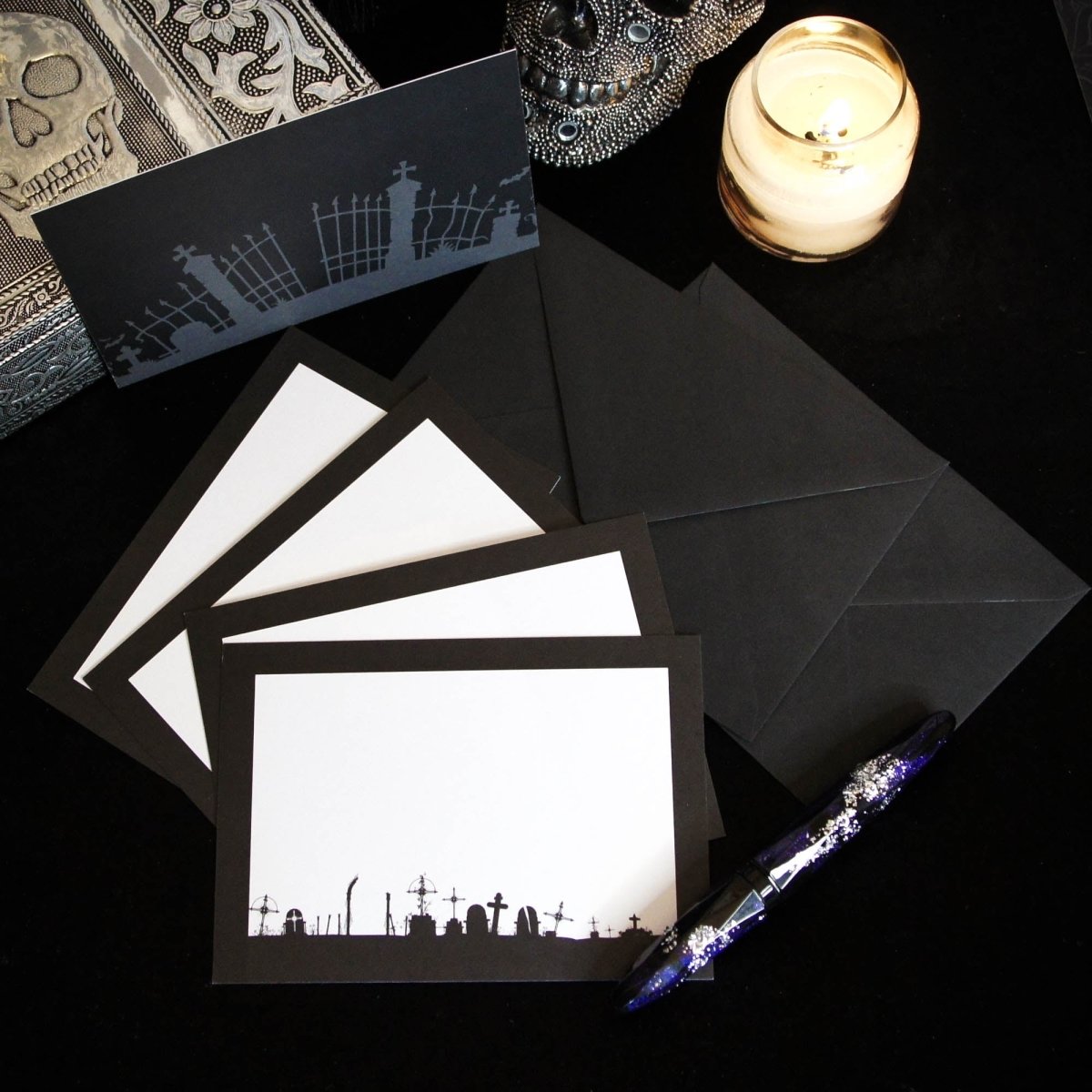 Simple Graveyard Notecard Writing Set | Grim & Proper - The Gothic Stationery Company - Writing Set