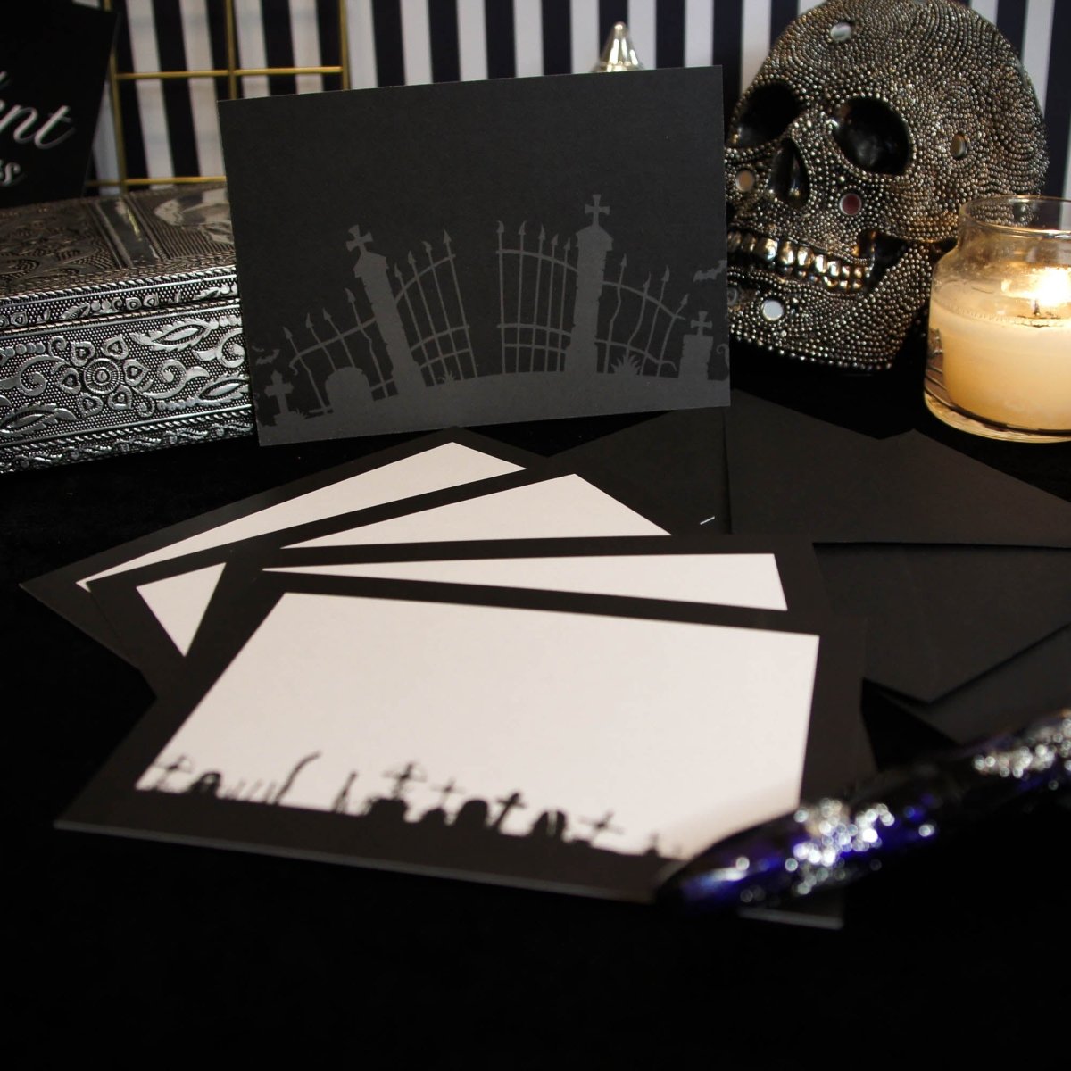 Simple Graveyard Notecard Writing Set | Grim & Proper - The Gothic Stationery Company - Writing Set