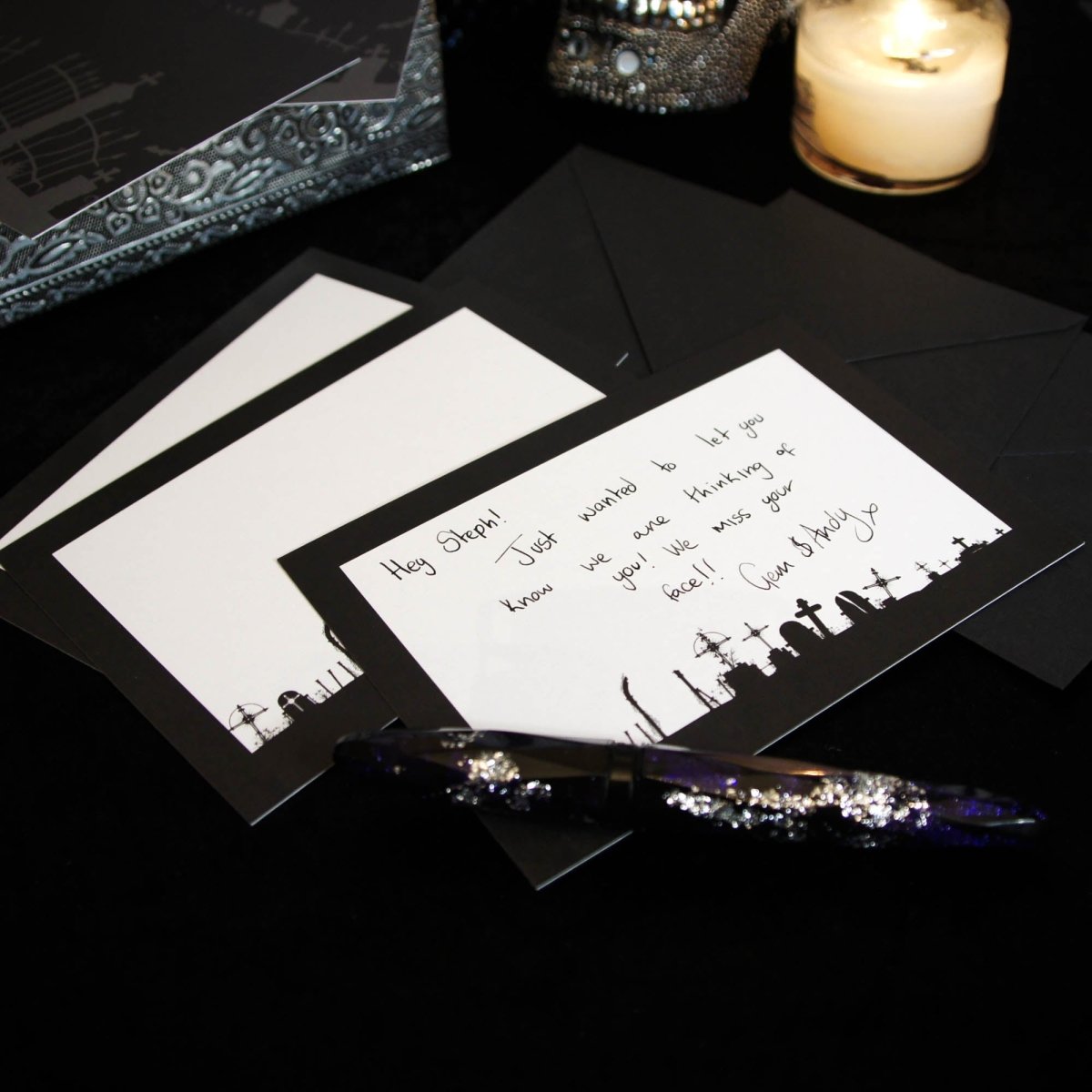 Simple Graveyard Notecard Writing Set | Grim & Proper - The Gothic Stationery Company - Writing Set