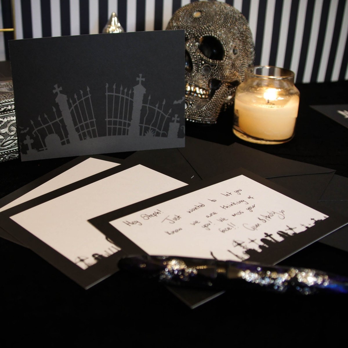 Simple Graveyard Notecard Writing Set | Grim & Proper - The Gothic Stationery Company - Writing Set