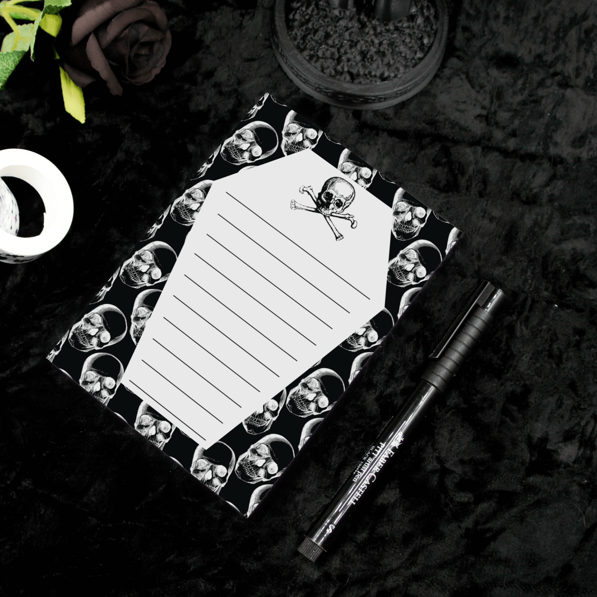 Skull Coffin A6 Notepad - The Gothic Stationery Company - Notepads