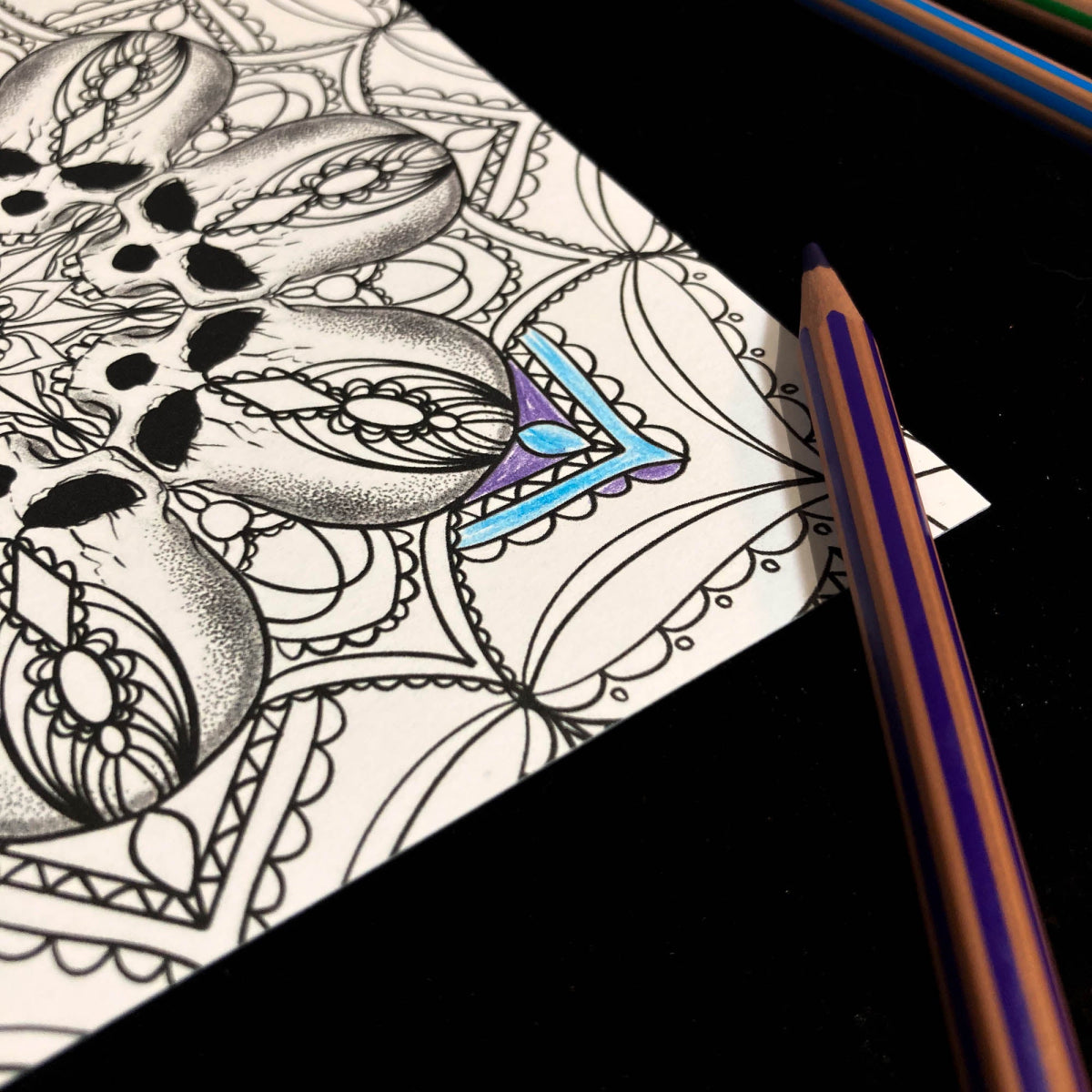 Skull Colouring Cards - The Gothic Stationery Company - cards