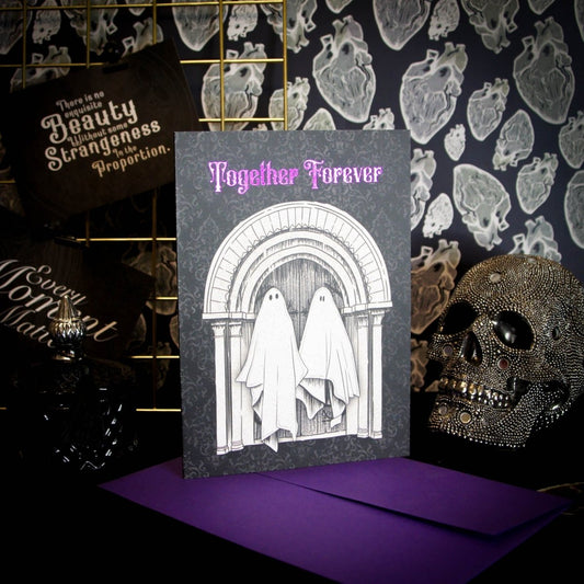 Tarjeta de felicitación Together Forever Ghost - Aniversario de boda gótico