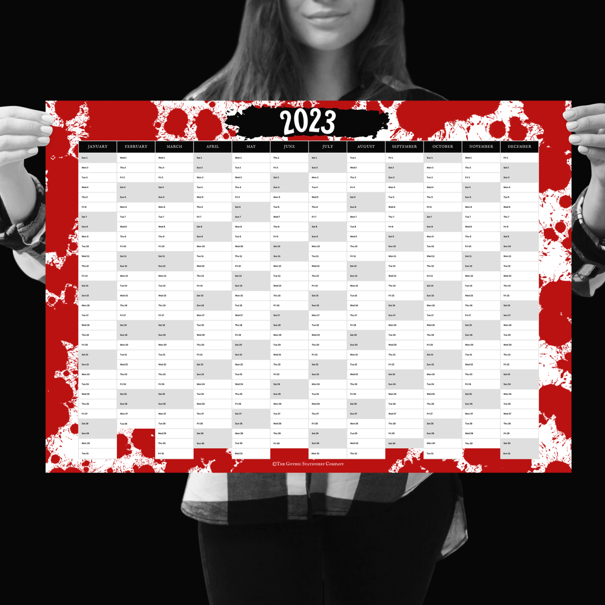 Blood Splat 2023 Wall Planner - Gothic Office