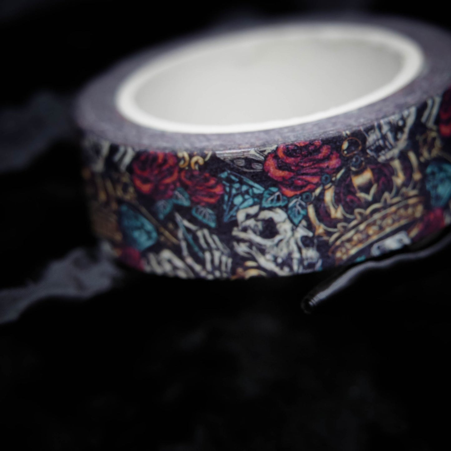 Cinta washi vintage con calavera y corona