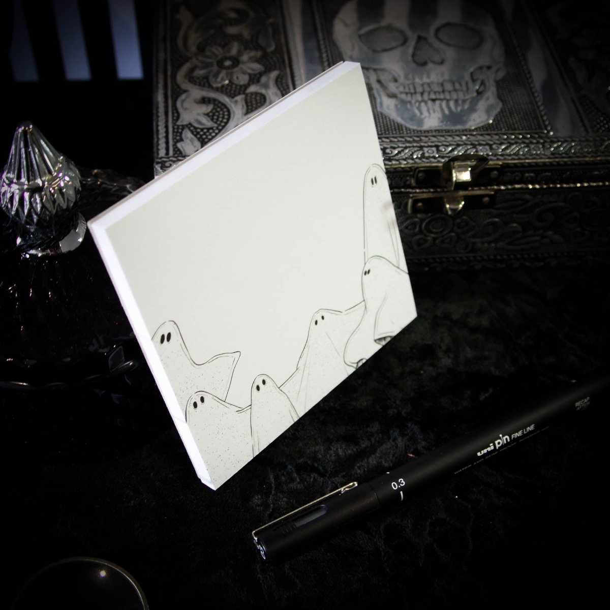 White Ghost Square Notepad - The Gothic Stationery Company - Notepads