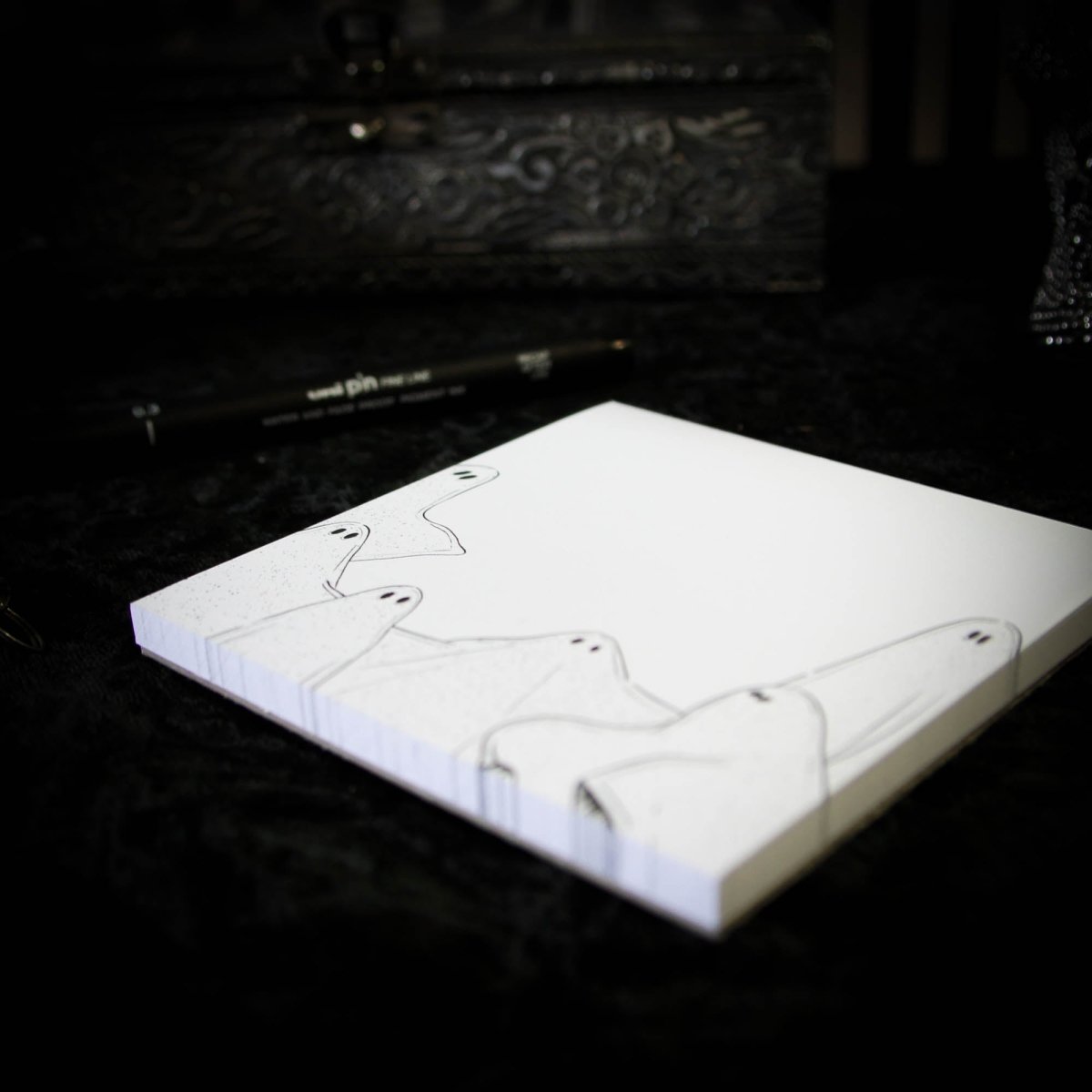 White Ghost Square Notepad - The Gothic Stationery Company - Notepads